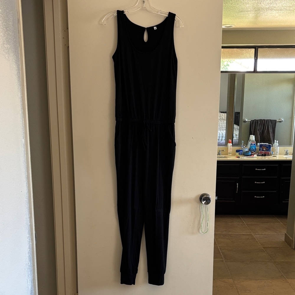 Sleeveless Black Knit Jumpsuit
